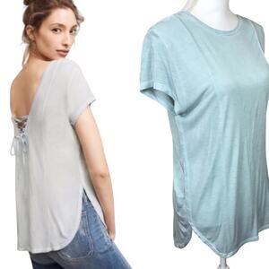 Anthro Lilka Pale Blue Top Back Lacing Size Small